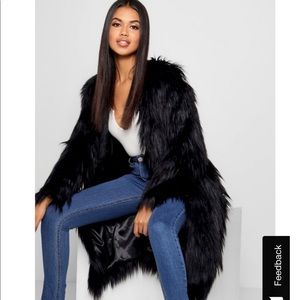 NWT BLACK FAUX FUR COAT ✨